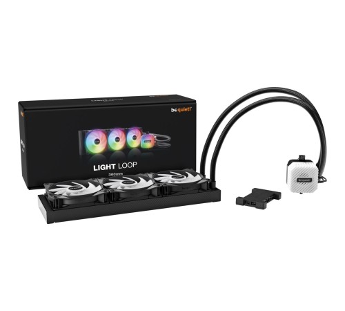 Водяное охлаждение для процессора/ Water Cooling System be quiet! LIGHT LOOP 360mm (250W, 360mm, Black, ARGB/ Fans: 3x120mm, 61.8CFM, 36.8dBA, 2100RPM/ Pump 2900RPM, Rad thickness 27mm/ S: 1851, 1700, 1200, 115X, AM5, AM4)