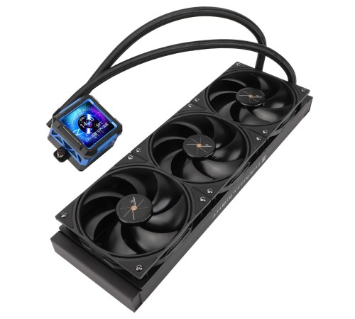 Водяное охлаждение для процессора/ Water Cooling System Thermalright Frozen Warframe Pro 360 Black (360mm, Black, / Fans: 3x120mm, 70.84CFM, 29.8dBA, 2000RPM/ Pump height 60mm, 23dBA, 3000RPM, Rad thickness 27mm/ S: 1200, 1700, 1851, 2011, 2066, 115X, AM4
