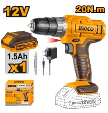 Аккумуляторная дрель-шуруповерт Li-Ion 12В, INGCO CDLI1218