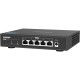 Коммутатор/ QNAP QSW-1105-5T 5-Port RJ-45 Unmanaged 2.5Gbps fanless switch, Switching Capacity 25Gbps