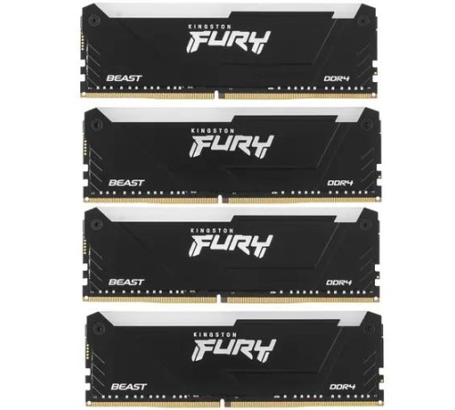 Память оперативная/ Kingston 64GB 3600MT/s DDR4 CL18 DIMM (Kit of 4) FURY Beast RGB Память оперативная/ Kingston 64GB 3600MT/s DDR4 CL18 DIMM (Kit of 4) FURY Beast RGB