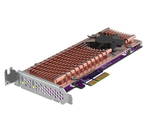 Плата расширения/ QNAP QM2-2P-244A 2 x M.2 22110 or 2280 PCIe (Gen2 x 4) NVMe SSD slots  expansion card, Low-profile bracket pre-loaded, Low-profile flat and Full-height are bundled (shorter version to support TVS-x82/TS-x77 PCIe slot 2 & slot 3)