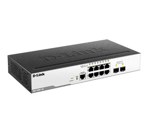 Коммутатор/ Managed L2 Switch 8x1000Base-T, 2x1000Base-X SFP, Surge 6KV, CLI, RJ45 Console, RPS, Dying Gasp