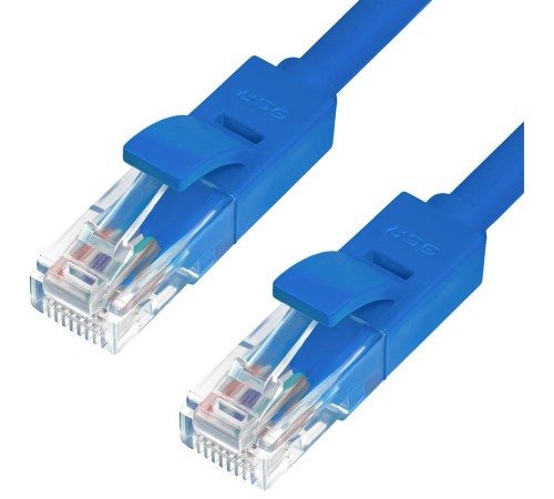 GCR Патч-корд перекрестный ethernet 1.0m UTP кат.5е, синий, RJ45, литой