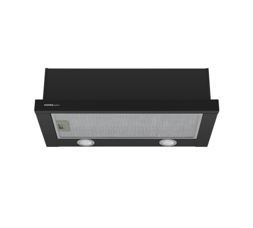 ВЫТЯЖКА HOMSair Flat 60 Black/ встраиваемая, колыбельное управление, 2 скорости, 520 м3/ч, до 20 м2, 45 дБ, угольный фильтр CF110 - 1 шт, ШхВхД: 500х176х280 мм, черный цвет