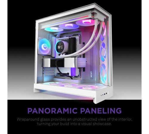 Корпус без блока питания/ Case NZXT H9 Flow RGB+ (2025), Midi-Tower, TG, 6x140mm RGB + 1x120mm RGB, 2xUSB-A 3.2 + 1xUSB-C 3.2, E-ATX, ATX, mATX, mITX White
