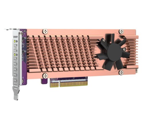 Плата расширения/ QNAP QM2-2P-384A 2 x M.2 22110 or 2280 PCIe (Gen3 x8) NVMe SSD slots. Low-profile flat and Full-height brackets included.