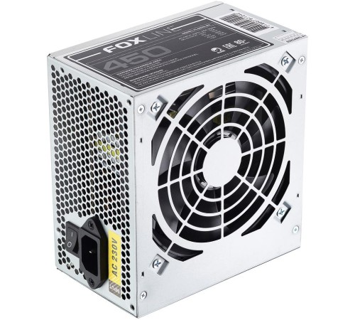 Блок питания 450Вт/ Power Supply Foxline, 450W, ATX, APFC, 120FAN, CPU 4+4 pin, MB 24pin, 5xSATA, 2xPATA, 1xFDD, 1xPCI-E 6pin, 80+ Блок питания 450Вт/ Power Supply Foxline, 450W, ATX, APFC, 120FAN, CPU 4+4 pin, MB 24pin, 5xSATA, 2xPATA, 1xFDD, 1xPCI-E 6pin, 80+