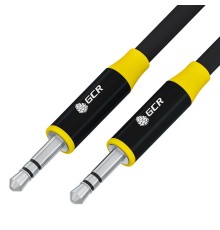 GCR Кабель 1.0m аудио jack 3.5mm/jack 3.5mm черный, AL case черный, желтая окантовка, M/M, GCR-53494