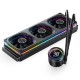 Система жидкостного охлаждения/ Water Cooling System JONSBO TH-360 Black (300W, 360mm, LED temp., Black, ARGB/ Fans: 3x120mm, 62.4CFM, 37.3dBA, 2400RPM/ Pump height 72mm, 30dBA, 2400RPM, Rad thickness 27mm/ S: 1851, 1700, 1200, 115X, AM5, AM4)
