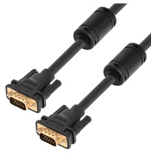 GCR Кабель PROF Premium SVGA 1.8m чёрный, GOLD, ферритовые кольца, OD8.0mm, 15M / 15M, 28/28 AWG, двойной экран
