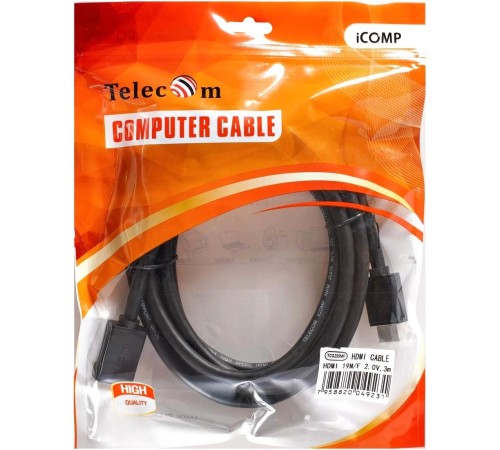 Кабель/ Кабель удлинительный  HDMI-19M---HDMI-19F ver 2.0, 3m, Telecom <TCG-235MF-3M>