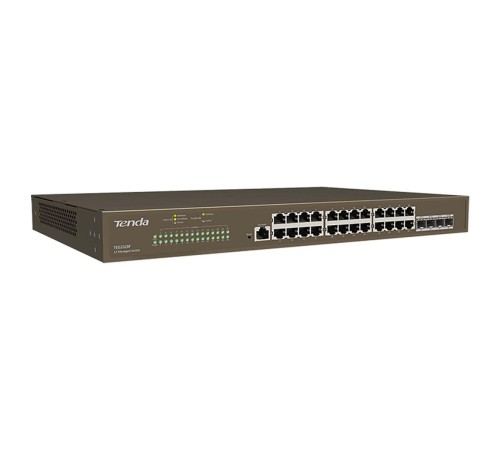Коммутатор/ Tenda TEG3328F Коммутатор управляемый, 24x1 Гбит/с, SFP 4x1 Гбит/с, установка в стойку, металлический корпус