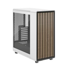 Корпус ПК без блока питания/ Case Fractal Design North TG Clear Tint, Midi-Tower, 2x140mm, 2xUSB-A 3.2 + 1xUSB 3.2 Type-C ATX, mATX, mITX Wood panel, Chalk White