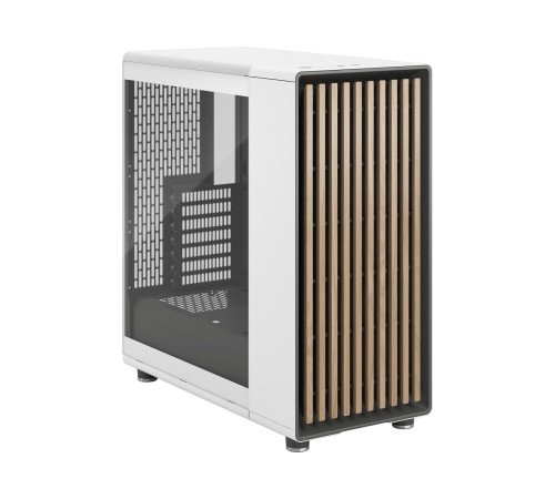 Корпус ПК без блока питания/ Case Fractal Design North TG Clear Tint, Midi-Tower, 2x140mm, 2xUSB-A 3.2 + 1xUSB 3.2 Type-C ATX, mATX, mITX Wood panel, Chalk White