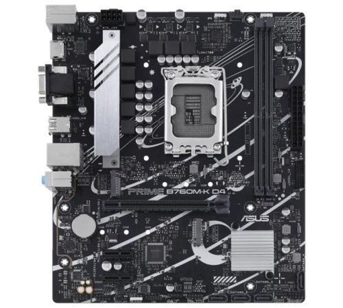 Материнская плата ASUS PRIME B760M-K D4, LGA1700, B760, 2*DDR4, 4*SATA, 2*M.2, 4*USB 3.2, 2*USB 2.0, 1*PCIx16, 2*PCIx1, VGA+HDMI, mATX; 90MB1DS0-M1EAY0