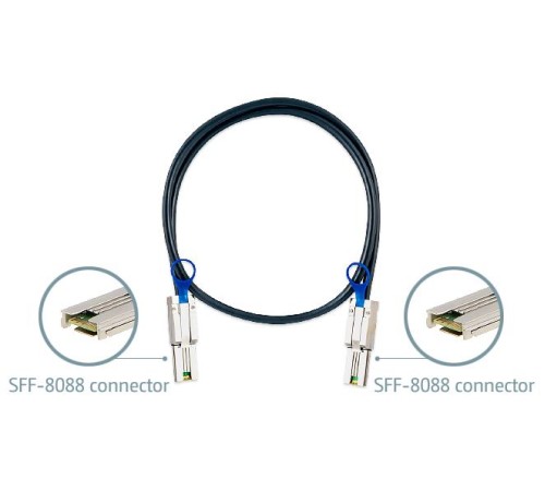 Кабель/ QNAP CAB-SAS10M-8088 mini SAS cable (SFF-8088), 1 m