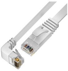 GCR Патч-корд PROF плоский 2.0m, UTP медь кат.6, белый, верхний угол, ethernet high speed 10 Гбит/с, RJ45, T568B