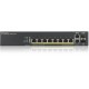 Коммутатор/ ZYXEL GS1920-8HPv2 Hybrid Smart switch PoE+ ZYXEL Nebula Flex, 8xGE PoE+, 2xCombo (SFP/RJ-45), silent (fanless), budget PoE 130W, Standalone / cloud management