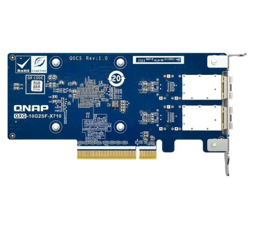 Сетевая карта/ QNAP QXG-10G2SF-X710 LAN Expansion Card, PCIe Gen3 x8, 2 x SFP+ ports (10Gbps/1Gbps)