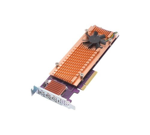 Плата расширения/ QNAP QM2-4P-384 Quad M.2 PCIe NVMe SSD expansion card; supports up to four M.2 2280 formfactor M.2 PCIe (Gen3 x4) SSDs; PCIe Gen3 x8 host interface; Low-profile bracket pre-loaded, Low-profile flat and Full-height are bundled