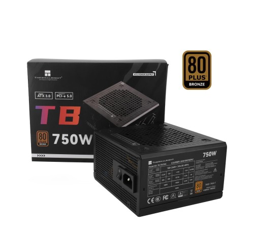 Блок питания 750W/ Power Supply Thermalright, 750W 80+ Bronze (ATX, 3.0, PCIe 5.0, Non-modular, 1x24(20+4)pin 550mm, 1xCPU*2 8(4+4)pin 600+150mm, 1xPCIe*2 8(6+2)pin 500+150mm, 1x12VHPWR PCIe 5.0 12+4pin 600mm, 1xSATA*3+MOLEX4pin*1 400+150+150+150mm, 1xSAT Блок питания 750W/ Power Supply Thermalright, 750W 80+ Bronze (ATX, 3.0, PCIe 5.0, Non-modular, 1x24(20+4)pin 550mm, 1xCPU*2 8(4+4)pin 600+150mm, 1xPCIe*2 8(6+2)pin 500+150mm, 1x12VHPWR PCIe 5.0 12+4pin 600mm, 1xSATA*3+MOLEX4pin*1 400+150+150+150mm, 1xSAT