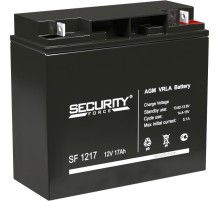Батарея SECURITY FORCE серия SF, SF 1217, напряжение 12В, емкость 17Ач (разряд 20 часов),  макс. ток разряда (5 сек.) 18А, макс. ток заряда 5.1А, свинцово-кислотная типа AGM, клеммы под гайку и болт M6, ДxШxВ 181х77х167мм., вес кг., срок службы 3-5 лет./