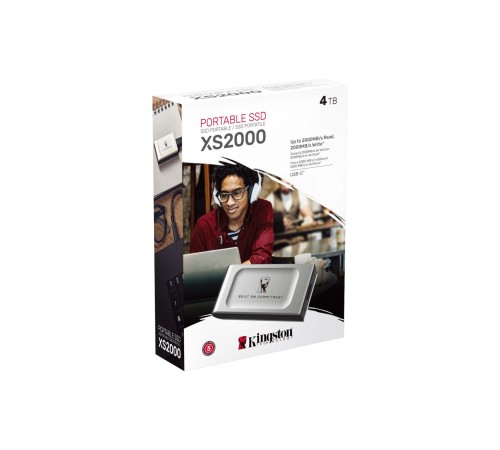 Твердотельный накопитель/ Kingston External SSD XS2000 BOC, 4000GB, Type-C, USB 3.2 Gen 2x2, R/W 2000/2000MB/s, IP55, 70x33x14mm, Silver (60 мес)