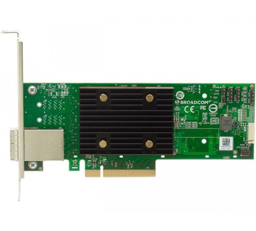 Контроллер Broadcom Controller 9500-8e SGL (05-50075-01) PCIe Gen4 x8 LP, Tri-Mode SAS/SATA/NVMe 12G HBA, 8port(2*ext SFF8644), 3808 IOC, 1 year
