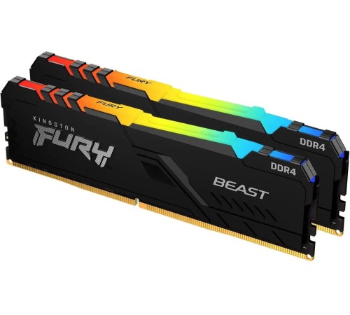 Память оперативная/ Kingston 32GB 3200MT/s DDR4 CL16 DIMM (Kit of 2) FURY Beast RGB Память оперативная/ Kingston 32GB 3200MT/s DDR4 CL16 DIMM (Kit of 2) FURY Beast RGB