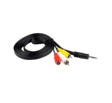 Кабель/ Кабель AUX GoPower Jack 3.5mm (m)-3xRCA (m) 1.0м ПВХ черный в пакете (1/200)