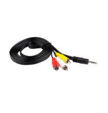 Кабель/ Кабель AUX GoPower Jack 3.5mm (m)-3xRCA (m) 1.0м ПВХ черный в пакете (1/200)