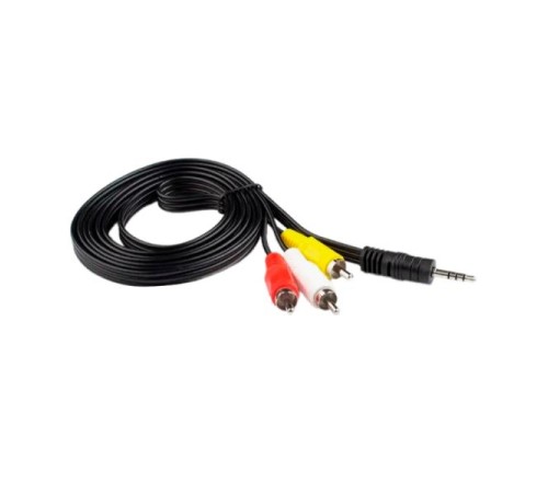 Кабель/ Кабель AUX GoPower Jack 3.5mm (m)-3xRCA (m) 1.0м ПВХ черный в пакете (1/200)