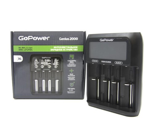 З/У для аккумуляторов GoPower Genius2000 Ni-MH/Ni-Cd/Li-ion/IMR/LiFePO4 4 слота (1/40)