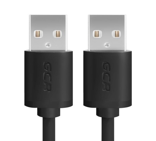 GCR Кабель 0.3m USB 2.0, AM/AM, черный, 28/28 AWG, экран, армированный, морозостойкий