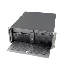 RMC-4S, 4U, up to 12"(W) x 10,5"(D) ATX, External : 3 x 5.25", 1 x 3.5" , Internal: 2 x 3.5", Front: 2xUSB 3.0, 2x 90x25mm fan, 7xFH add-on slot, no PSU, no rail, steel door, black. w/ 550watt 1+1 power (Вскрытая упаковка)