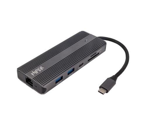 Док-станция/ Docking station HIPER USB-C HUB 11in1 (1*USB-C 100W PD, 2*HDMI 4K@60Hz, 1*DP 4K@60Hz, 2*USB-A 3.0 (5Gbps data), 1*USB-C 3.0 (5Gbps data), 1*microSD, 1*SD, 1*3.5mm audio, 1*RJ45 Gb) Док-станция/ Docking station HIPER USB-C HUB 11in1 (1*USB-C 100W PD, 2*HDMI 4K@60Hz, 1*DP 4K@60Hz, 2*USB-A 3.0 (5Gbps data), 1*USB-C 3.0 (5Gbps data), 1*microSD, 1*SD, 1*3.5mm audio, 1*RJ45 Gb)