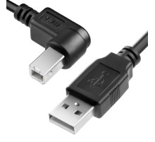 Greenconnect Кабель 0.5m USB 2.0, AM/BM угловой, черный, 28/28 AWG, экран, армированный, морозостойкий