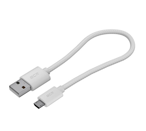 GCR Кабель 0.5m MicroUSB, быстрая зарядка, белый нейлон, GCR-54081