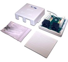  Настенная розетка, 1 порт RJ-45 категории 5е и 1 порт RJ-12, UTP, белая