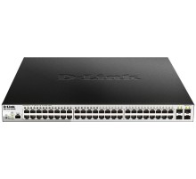Коммутатор/ DGS-1210-52P/ME/B Managed L2 Metro Ethernet Switch 48x1000Base-T PoE, 4x1000Base-X SFP, PoE Budget 193W, Surge 6KV, CLI, RJ45 Console, Dying Gasp