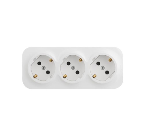 Рзк 3X2К+З шт п/подкл БЕЛ Розеточный блок с предварительным подключением 3 x 2К+З с защитными шторками - 16 A - 250 В~ - Quteo IP 20 - Белый
