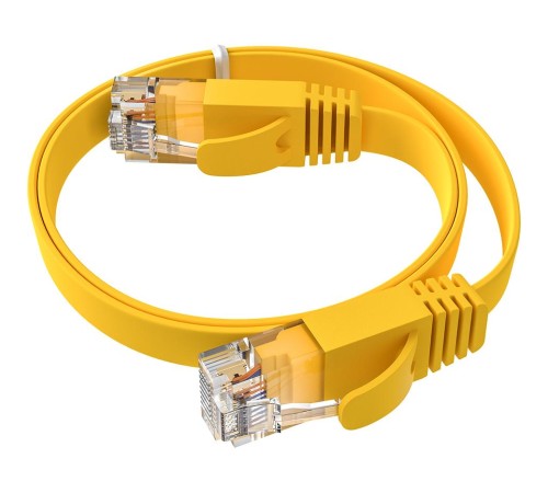GCR Патч-корд PROF плоский прямой 1.5m, UTP медь кат.6, желтый, 30 AWG, ethernet high speed 10 Гбит/с, RJ45, T568B, GCR-52824 GCR Патч-корд PROF плоский прямой 1.5m, UTP медь кат.6, желтый, 30 AWG, ethernet high speed 10 Гбит/с, RJ45, T568B, GCR-52824
