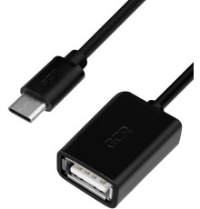 Greenconnect Адаптер переходник OTG 0.5m USB 2.0, CM/AF, черный, 28/28 AWG, экран, армированный, морозостойкий, GCR-UCO1AF-BB2S-0.5m