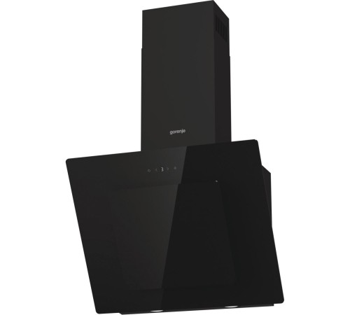Вытяжка GORENJE/ Тип каминная наклонная,60см, сенсорное управление, мощность 782 куб.м, черная
