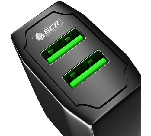 GCR Сетевое зарядное устройство на 2 USB порта 3.1 A, черное, GCR-51982 GCR Сетевое зарядное устройство на 2 USB порта 3.1 A, черное, GCR-51982