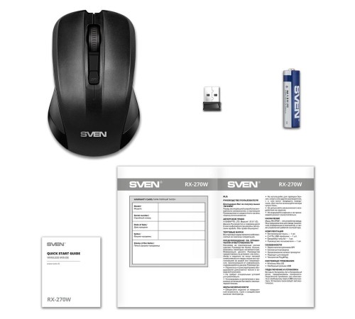 Беспроводная мышь SVEN RX-270W чёрная (3+1кл. 800-1600DPI, блист) Беспроводная мышь SVEN RX-270W чёрная (3+1кл. 800-1600DPI, блист)