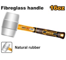 Резиновый молоток Ingco HRUH8916,450г, ручка фибергласс, нескольз., немаркий