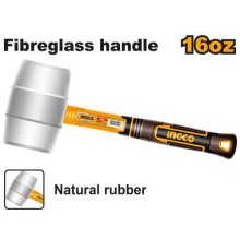 Резиновый молоток Ingco HRUH8916,450г, ручка фибергласс, нескольз., немаркий