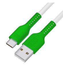 Кабель 1.0m TypeC, QC, белый, зеленый ПВХ